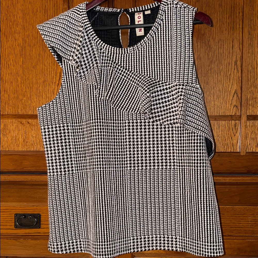 Anthropologie Dolan Left Coast Callan Ruffled Houndstooth Knit Sleeveless Top
